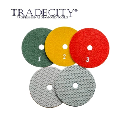 Алмазные гибкие шлифовальные круги Гайка мини Pads 5-STEP D100 комплект Алмазные гибкие шлифовальные круги Гайка мини Pads 5-STEP D100 комплект